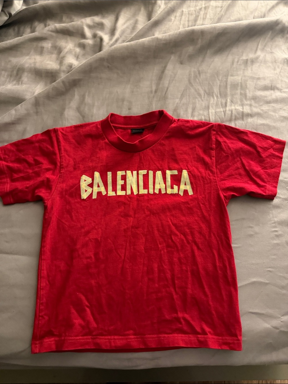 Balenciaga Kids Red Tee with Cream Logo